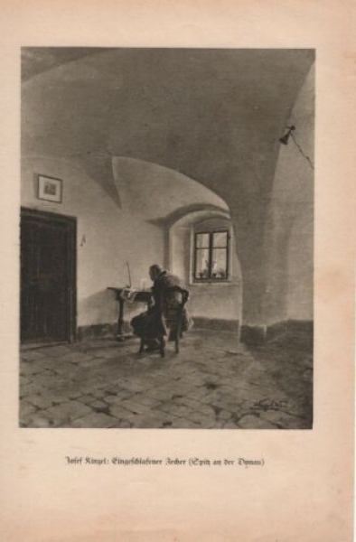 1927 - Josef Kinzel: Eingeschlafener Zecher (Spitz an der Donau), alter Druck